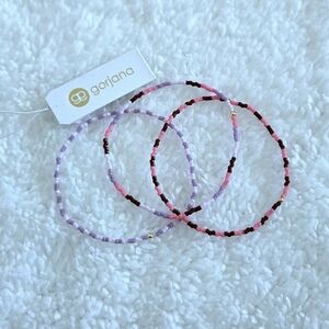 Gorjana "Gigi Stripe" Glass🪟 Bead Stretch Bracelet Trio3️⃣ (MALIBU) - NWT
